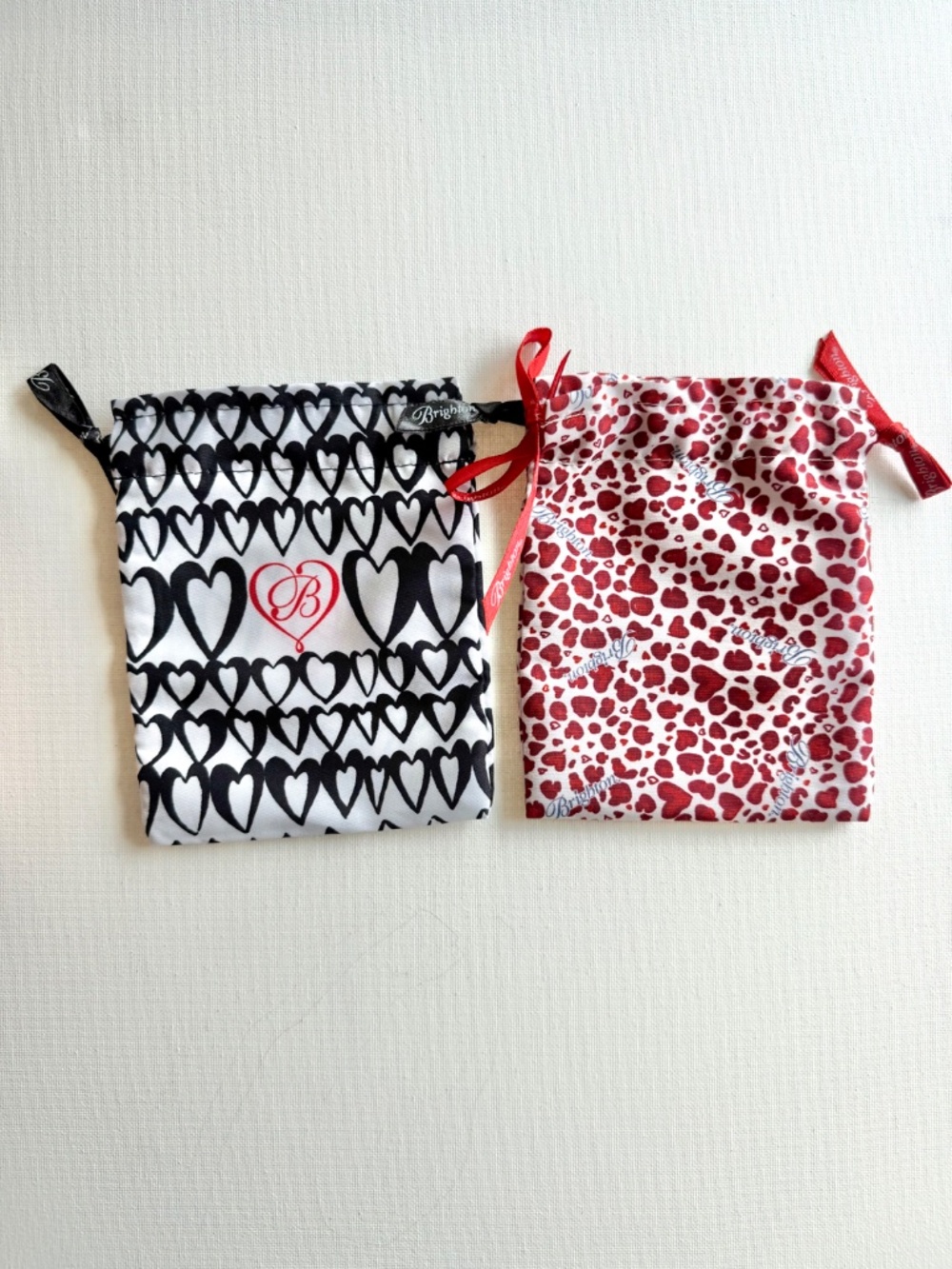 Brighton Jewelry Drawstring Pouches Set of 2 Heart Print Bags